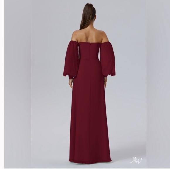 Beautiful off shoulder red maxi dress with slit NWOT prom dress wedding guest - Picture 2 of 7